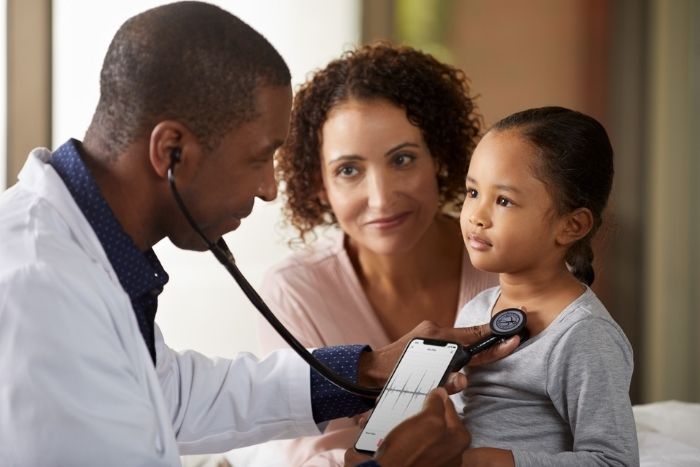 Doctor using Digital Stethoscope