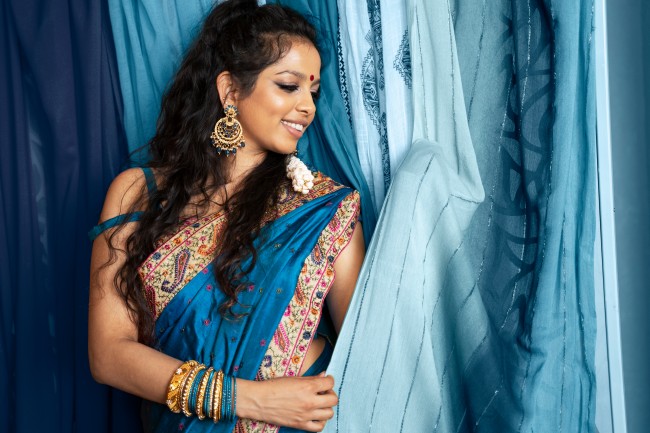 Traditional Beautiful Indian young girls in saree posing on white  background 4982537 Stock Photo at Vecteezy